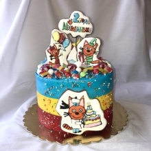 Торт "Три кота", декорированный персонажами из мультфильма, заказать в Минске.