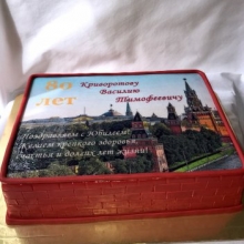 Торт корпоративный с фотопечатью логотипа компании заказать в Минске