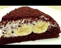 Домашний торт шоколадный с бананом.